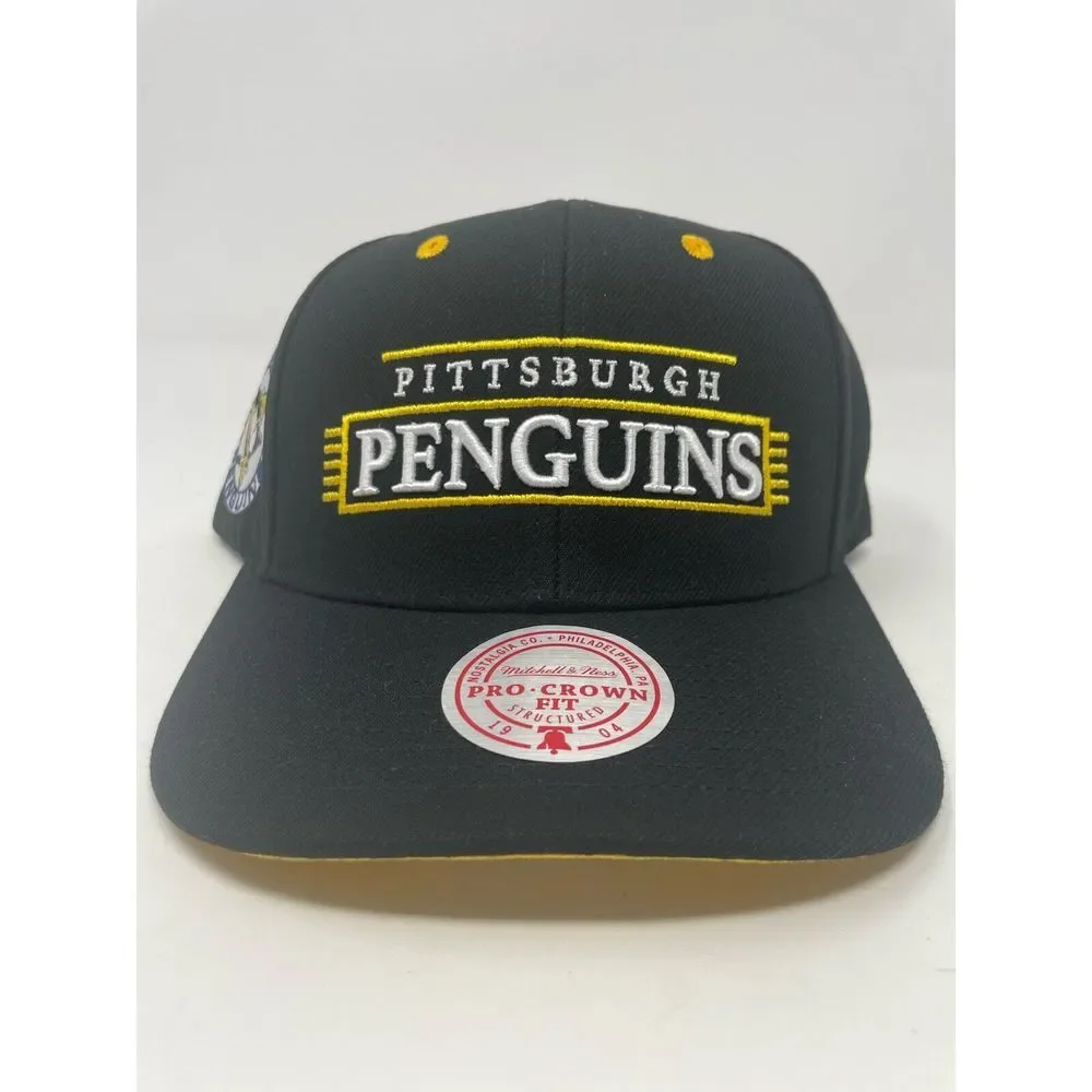 Pittsburgh Penguins Hat Mitchell & Ness Snapback‎ Adjustable Cap Side Patch NEW